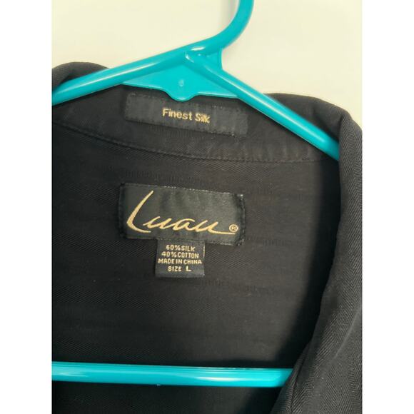 Luau Finest Silk Button-Down Shirt – Size Large – Black - Picture 3 of 5